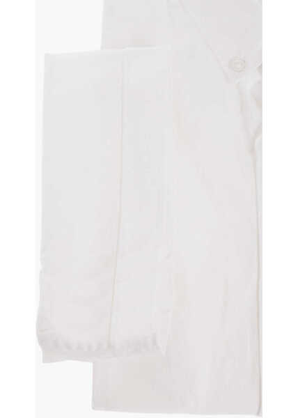 Camasi casual CORNELIANI Cc Collection Button-Down Cotton Blend Short-Sleeved Shirt White Barbati (BM 16712316) 3