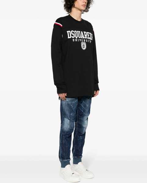 Tricouri DSQUARED2 Varsity T-Shirt With Contrasting Print Black Barbati (BM 16712334) 3