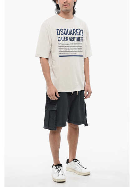 Tricouri DSQUARED2 Loose-Fit T-Shirt With Lettering White Barbati (BM 16712337) 4