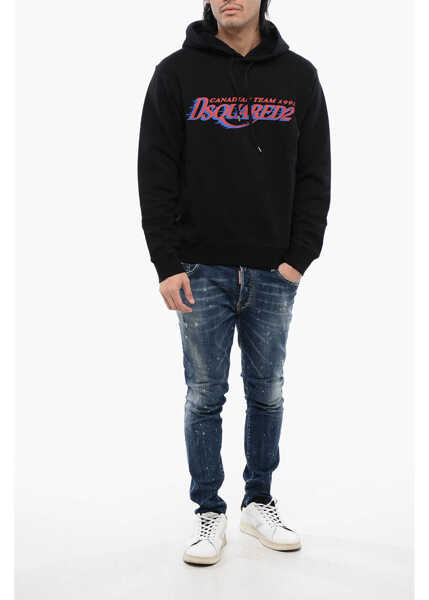 Bluze de trening DSQUARED2 Brushed Cotton Canadian Team Cool Fit Hoodie Black Barbati (BM 16712352) 4