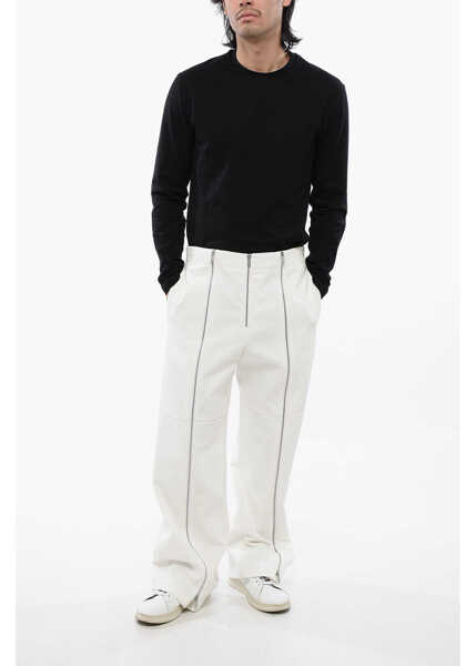 Pantaloni casual Jil Sander Zipped High-Waisted Pants White Barbati (BM 16712361) 4