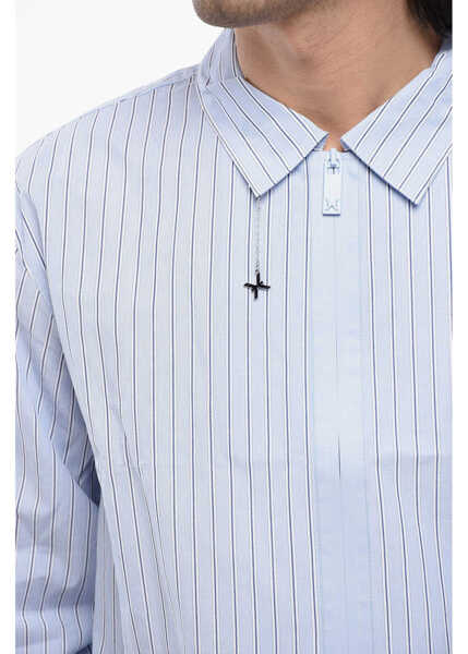 Camasi casual John Richmond Zipped Paul Boxy Fit Shirt Light Blue Barbati (BM 16713207) 4