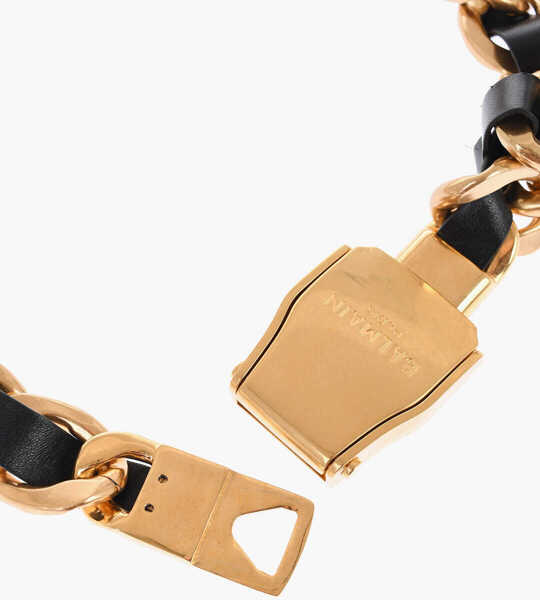 Curele Balmain Leather Low-Waisted Belt With Chain Black Femei (BM 16713246) 3