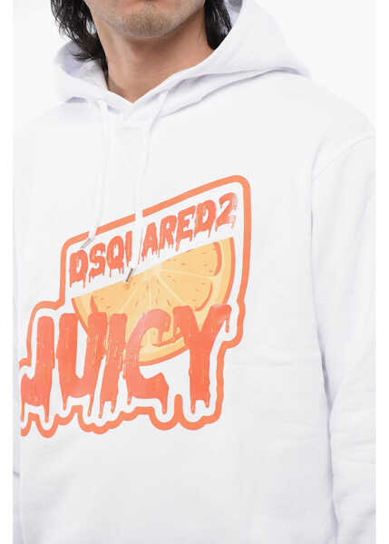 Bluze de trening DSQUARED2 Brushed Cotton D2 Juicy Cool Fit Hoodie White Barbati (BM 16713267) 3