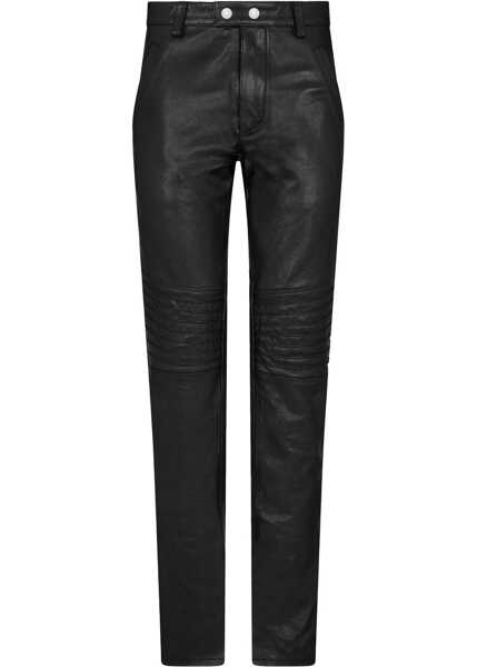 Pantaloni casual DSQUARED2 Textured Leather Pants With Biker Details Black Barbati (BM 16713270) 1