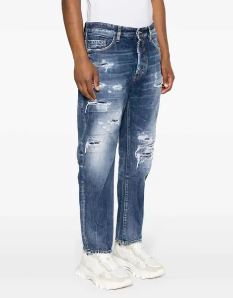 Blugi drepti DSQUARED2 Distressed Bro Denims Blue Barbati (BM 16713273) 3