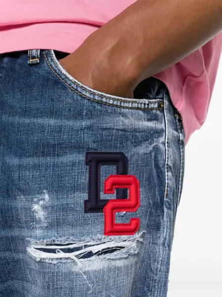 Blugi drepti DSQUARED2 Distressed Bro Denims Blue Barbati (BM 16713273) 5