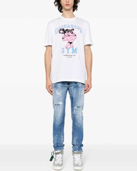 Blugi slim fit DSQUARED2 Bro Fit Delav Denims With All-Over Rhinestones 18Cm Light Blue Barbati (BM 16713276) 2