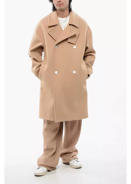 Paltoane Jil Sander Wool Double Breasted Coat Beige Barbati (BM 16713285) 4
