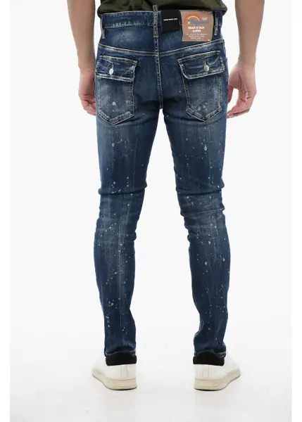 Blugi slim fit DSQUARED2 Super Twinky Fit Jeans With Back Flap Pockets 14Cm Blue Barbati (BM 16713489) 2