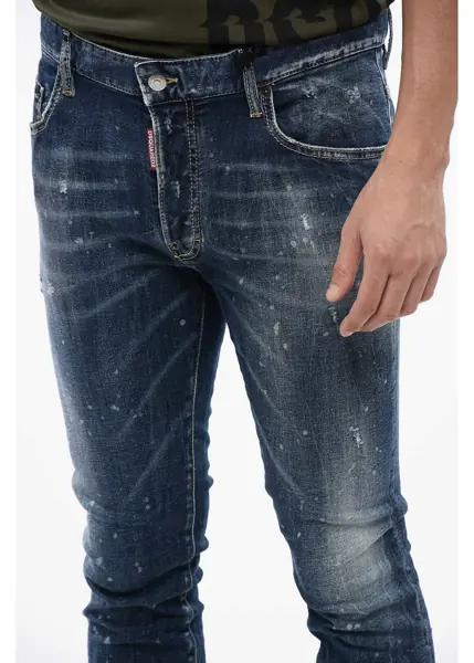 Blugi slim fit DSQUARED2 Super Twinky Fit Jeans With Back Flap Pockets 14Cm Blue Barbati (BM 16713489) 3