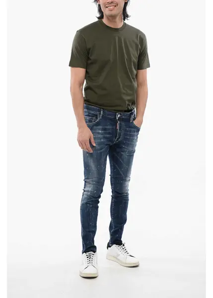 Blugi slim fit DSQUARED2 Super Twinky Fit Jeans With Back Flap Pockets 14Cm Blue Barbati (BM 16713489) 4