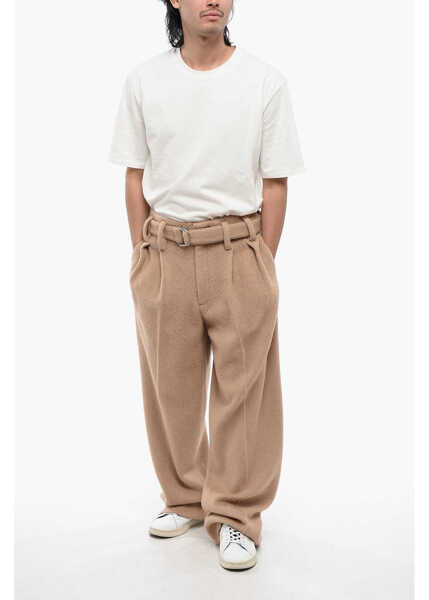 Pantaloni casual Jil Sander Pleated Belted Wool Pants Beige Barbati (BM 16713495) 4