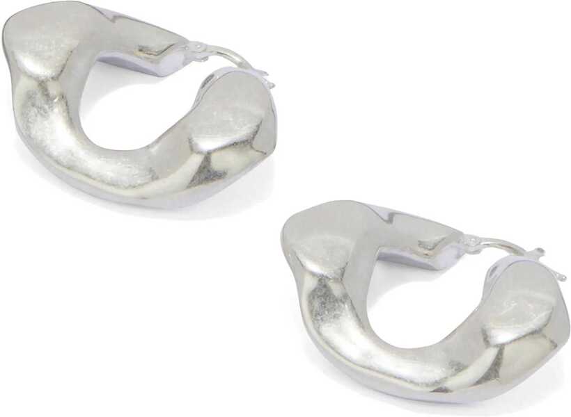 Cercei Jil Sander Matt Brass Asymmetric Hoop Earrings Silver Femei (BM 16713516) 2