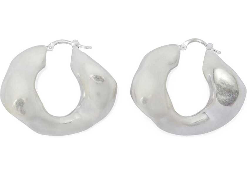 Cercei Jil Sander Matt Brass Asymmetric Hoop Earrings Silver Femei (BM 16713516) 1