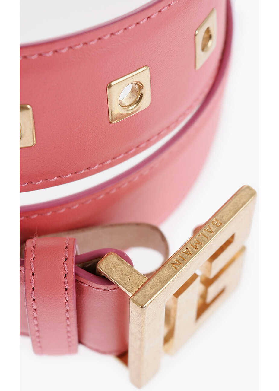 Curele Balmain Leather Belt With Logoed Buckle 3,5Cm Pink Femei (BM 16713636) 2