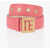 Balmain Leather Belt With Logoed Buckle 3,5Cm Pink