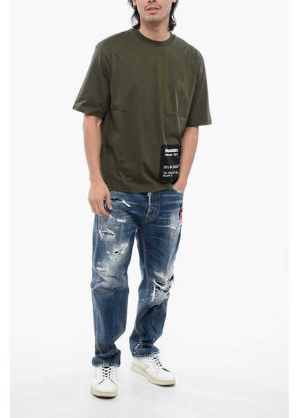 Tricouri DSQUARED2 Loose-Fit T-Shirt With Logo Print Green Barbati (BM 16713663) 4