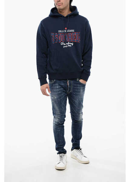 Bluze de trening DSQUARED2 Brushed Cotton College League Hoodie Blue Barbati (BM 16713678) 4