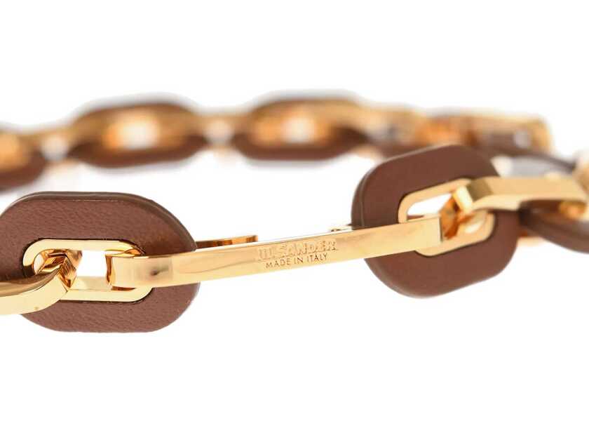 Bratari Jil Sander Leather And Brass Precious Wildness Chain Bracelet Brown Femei (BM 16713696) 3