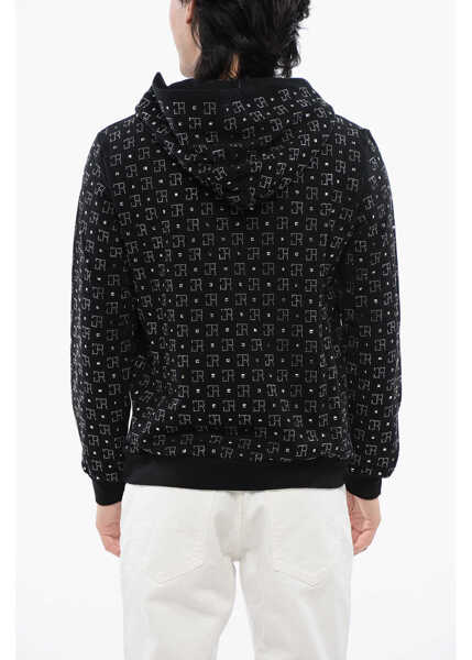 Bluze de trening John Richmond Brushed Cotton Hoodie With Contrasting Rhinestone Logo Black Barbati (BM 16713972) 2