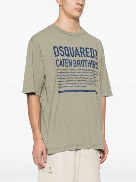 Tricouri DSQUARED2 Cotton Blend Once Upon A Time Loose Fit T-Shirt Military Green Barbati (BM 16714038) 3