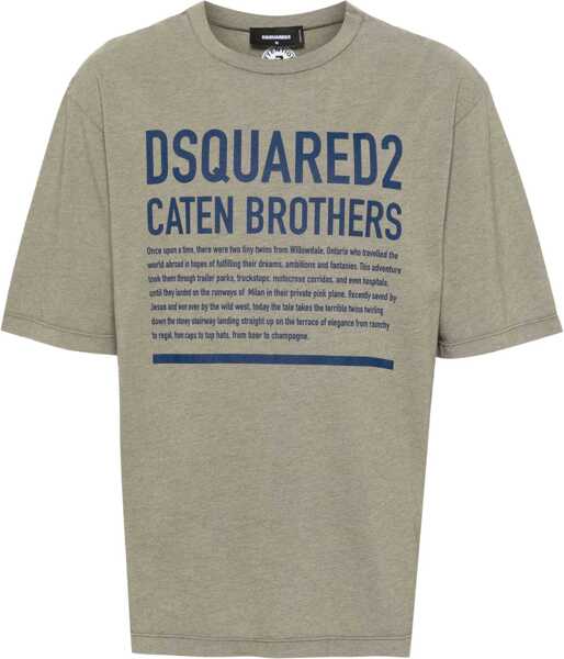 Tricouri DSQUARED2 Cotton Blend Once Upon A Time Loose Fit T-Shirt Military Green Barbati (BM 16714038) 1