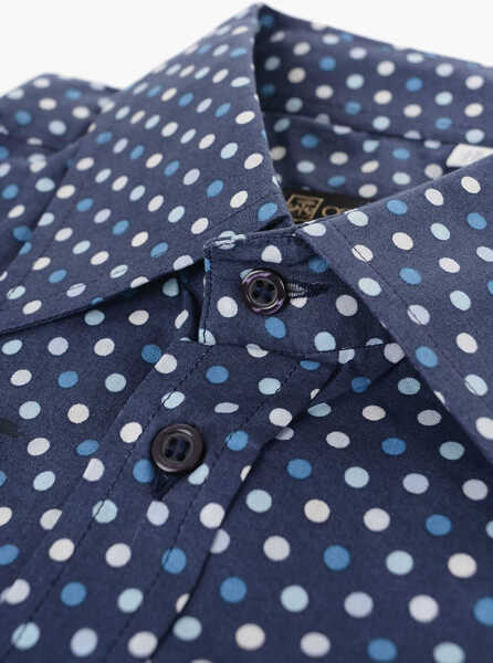 Camasi casual CORNELIANI Short-Sleeved Linen Shirt With Polka Dot Motif Blue Barbati (BM 16714428) 2