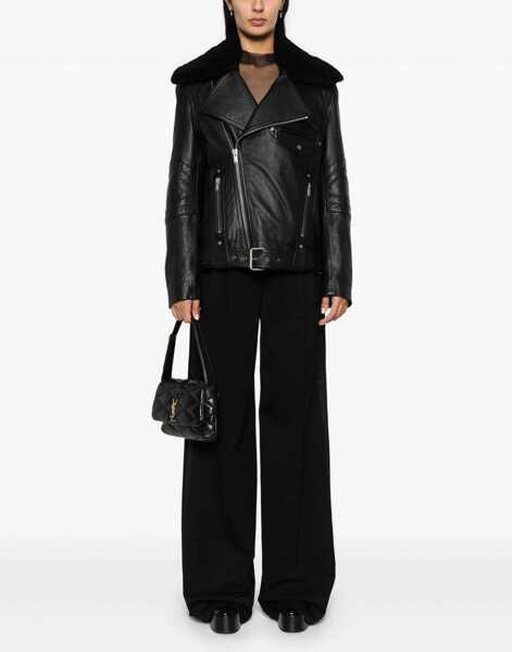 Geci biker Saint Laurent Leather Biker Jacket BLACK Femei (BM 16715070) 2