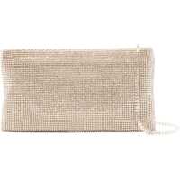 Genti plic Compact Rectangular Bag In Light Gold Rhinestones With Elegant And Sophisticated Chain Femei