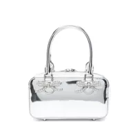 Genti de mana Self-Portrait Metallic Silver Leather Mini Tote Bag Bags Femei