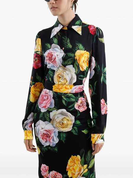 Camasi casual Dolce & Gabbana Rose and peony print Shirt PEONIE/ROSE F.NERO Femei (BM 16722438) 4