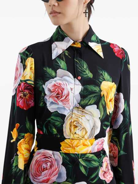 Camasi casual Dolce & Gabbana Rose and peony print Shirt PEONIE/ROSE F.NERO Femei (BM 16722438) 5