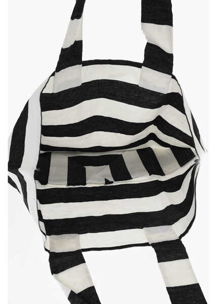 Genti de mana DANIELA GREGIS Awning Striped Linen Shopper Bag Black & White Femei (BM 16722753) 3