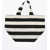 DANIELA GREGIS Awning Striped Linen Shopper Bag Black & White
