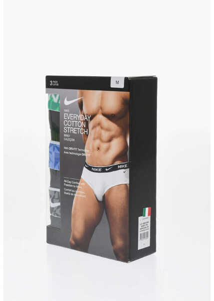 Chiloti Nike Set 3 Pairs Of Stretch Cotton Briefs With Logoed Elastic Ban Black Barbati (BM 16722774) 2