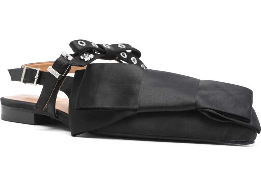 Balerini Ganni Satin Ballerina BLACK Femei (BM 16725249) 2