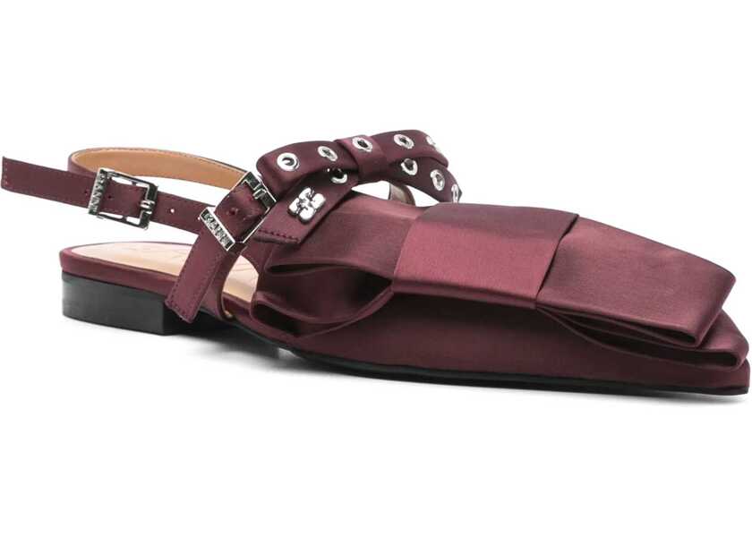 Balerini Ganni Satin Ballerina BORDEAUX Femei (BM 16725564) 2