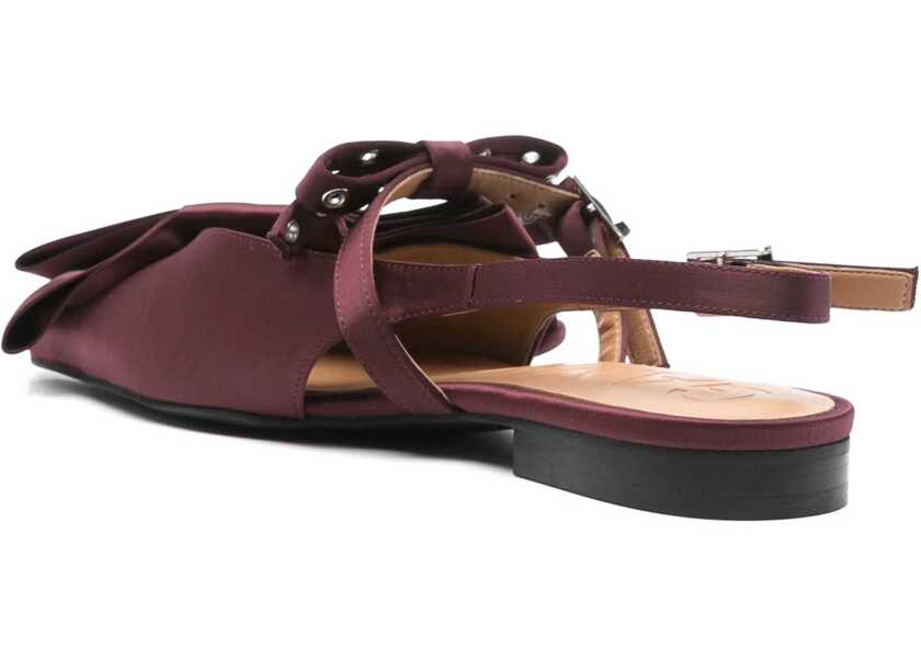 Balerini Ganni Satin Ballerina BORDEAUX Femei (BM 16725564) 3