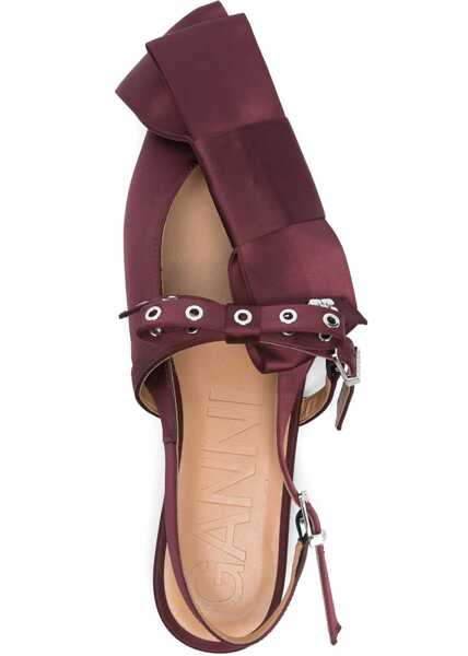 Balerini Ganni Satin Ballerina BORDEAUX Femei (BM 16725564) 4