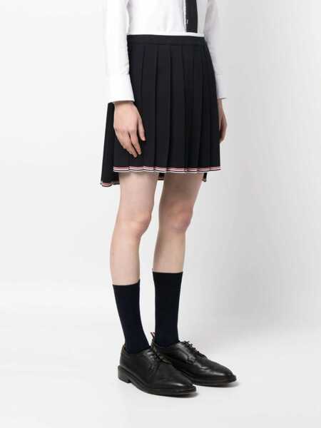 Fuste scurte Thom Browne Knitted Accordion Miniskirt With Elastic Waistband Blue Femei (BM 16725702) 3