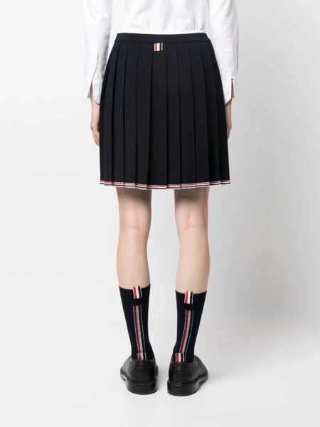 Fuste scurte Thom Browne Knitted Accordion Miniskirt With Elastic Waistband Blue Femei (BM 16725702) 4