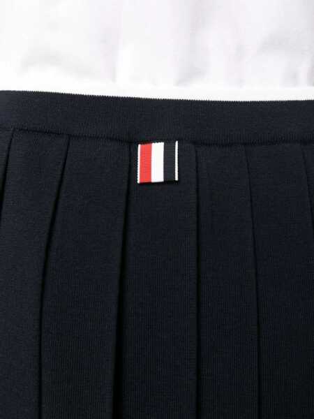 Fuste scurte Thom Browne Knitted Accordion Miniskirt With Elastic Waistband Blue Femei (BM 16725702) 5