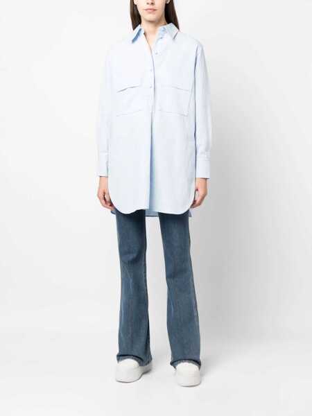 Camasi elegante Chloe Over Embroidered Shirt With Side Split Light Blue Femei (BM 16725708) 2