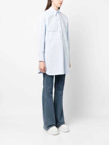 Camasi elegante Chloe Over Embroidered Shirt With Side Split Light Blue Femei (BM 16725708) 3