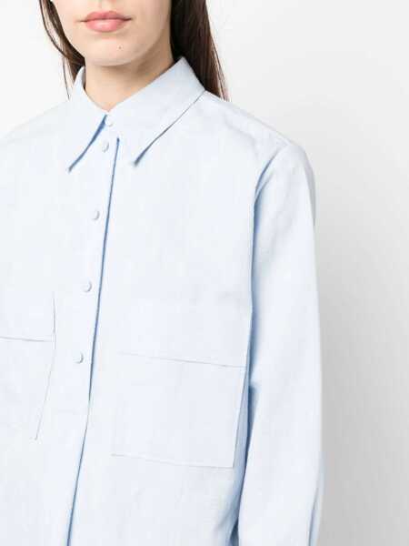 Camasi elegante Chloe Over Embroidered Shirt With Side Split Light Blue Femei (BM 16725708) 5