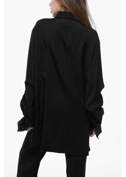 Camasi casual Jil Sander Asymmetric Over Shirt With Hidden Placket Black Femei (BM 16725732) 2