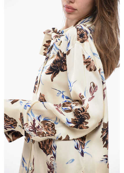 Camasi casual Jil Sander Floral Shirt With Self-Tie Detailing White Femei (BM 16725735) 2