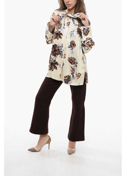 Camasi casual Jil Sander Floral Shirt With Self-Tie Detailing White Femei (BM 16725735) 4