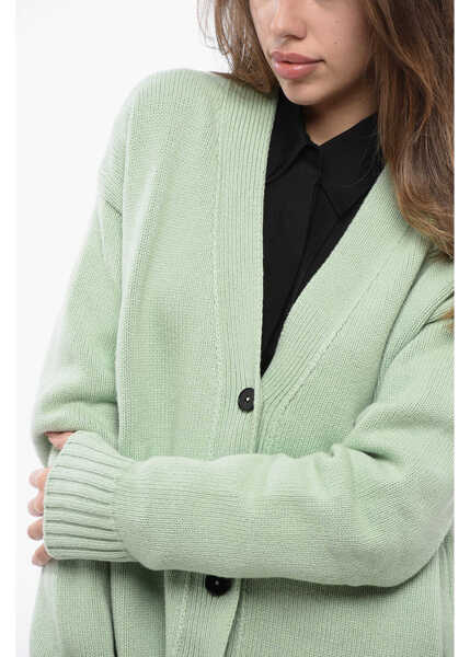 Cardigane Jil Sander Cashmere-Blended Cardigan With Asymmeric Hem Green Femei (BM 16725750) 3